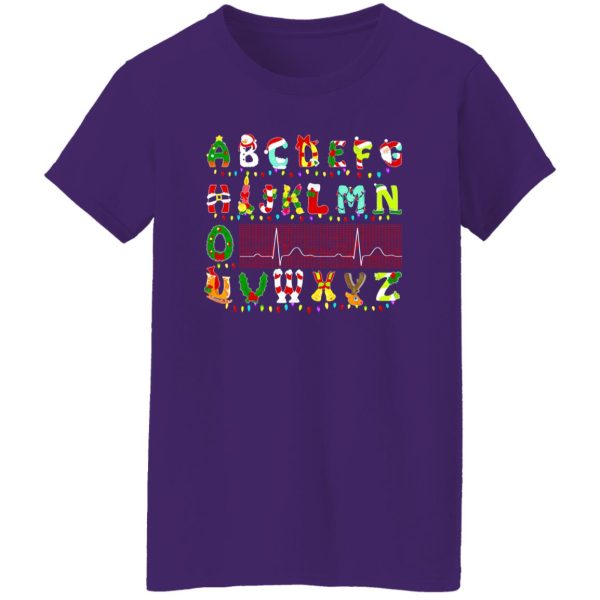 Christmas Alphabet Heartbeat Gift for Nurse Shirt