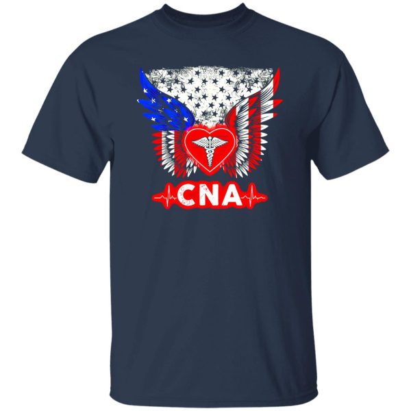 Certified Nursing Assistant Heart Angel Wings American Flag Shirt