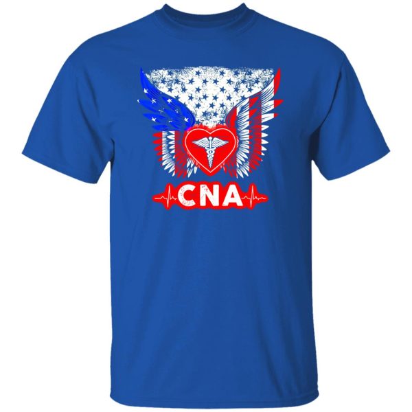 Certified Nursing Assistant Heart Angel Wings American Flag Shirt