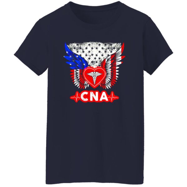 Certified Nursing Assistant Heart Angel Wings American Flag Shirt