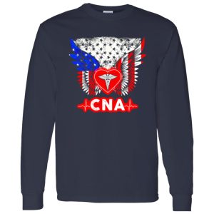 Certified Nursing Assistant Heart Angel Wings American Flag Shirt