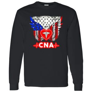 Certified Nursing Assistant Heart Angel Wings American Flag Shirt