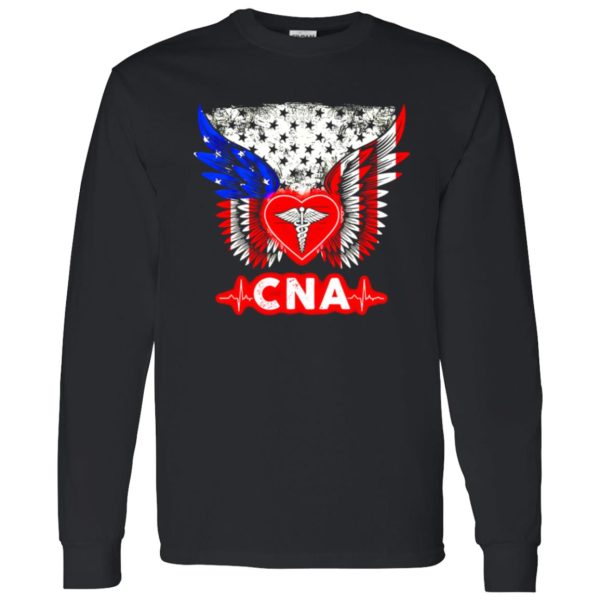 Certified Nursing Assistant Heart Angel Wings American Flag Shirt