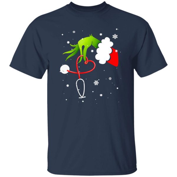 Grinch And Stethoscope Merry Christmas Gifts for Nurse Shirt