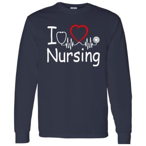 I Love Nursing Stethoscop Hearbeat Shirt