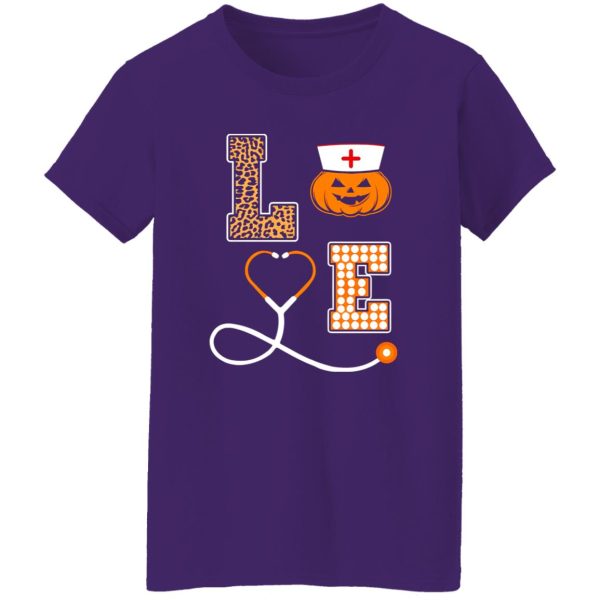 Jack-o’-latern Nurse With Stethoscope Love Funny Halloween Nurse Shirt