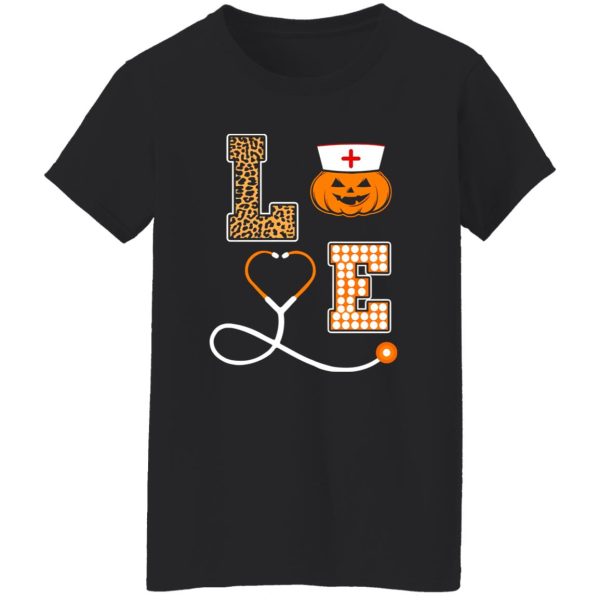 Jack-o’-latern Nurse With Stethoscope Love Funny Halloween Nurse Shirt