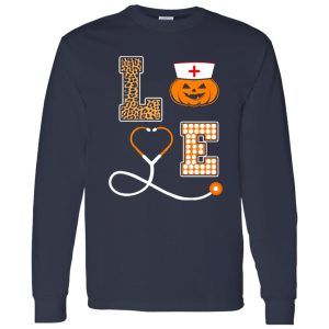 Jack-o’-latern Nurse With Stethoscope Love Funny Halloween Nurse Shirt