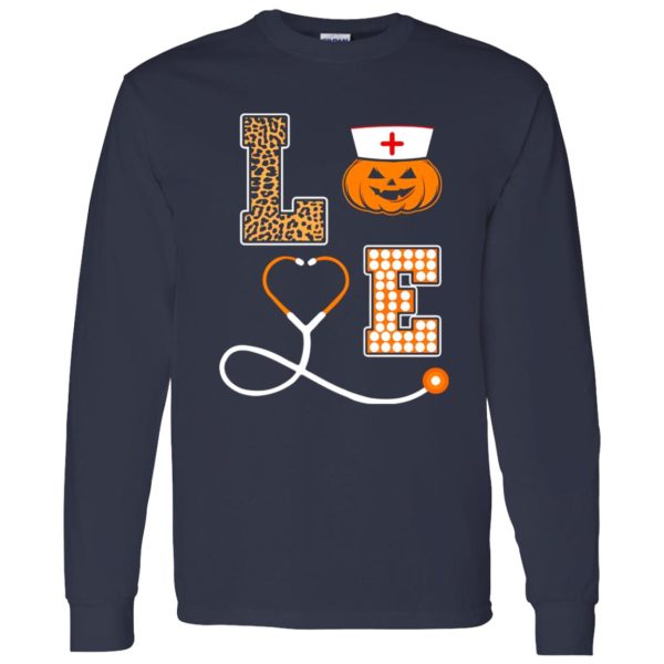 Jack-o’-latern Nurse With Stethoscope Love Funny Halloween Nurse Shirt