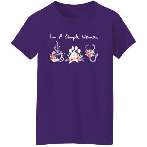 I’m A Simple Woman Coffee Dog Paw Nurse With Flowers Shirt