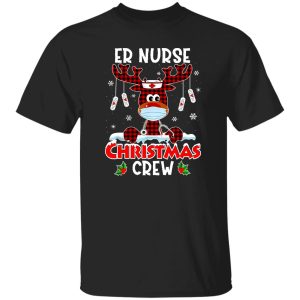 Red Plaid Reindeer Er Nurse Christmas Crew Emergency Room Icu Nursing Squad Shirt