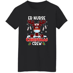 Red Plaid Reindeer Er Nurse Christmas Crew Emergency Room Icu Nursing Squad Shirt