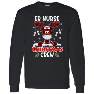 Red Plaid Reindeer Er Nurse Christmas Crew Emergency Room Icu Nursing Squad Shirt