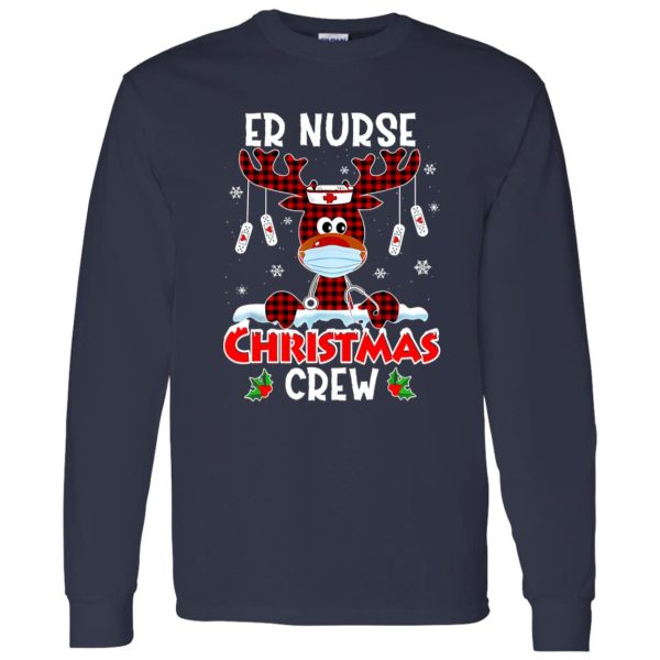 Red Plaid Reindeer Er Nurse Christmas Crew Emergency Room Icu Nursing Squad Shirt