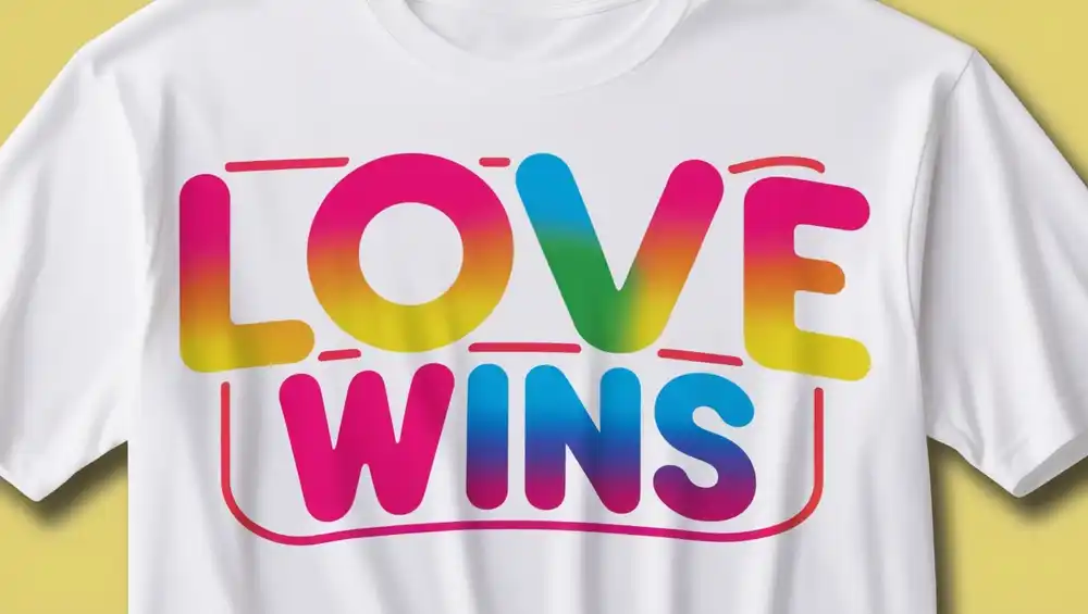 A T Shirt Design With Vibrant Colors And Bold Typography, Saying Love Wins Shirt