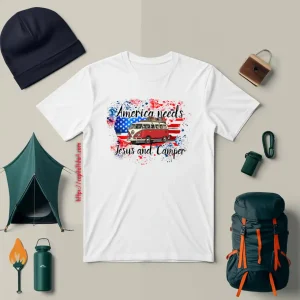 America Needs Jesus And Camper Hippie Van Shirt