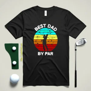 Best Dad By Par Vintage Sunset Golf Shirt