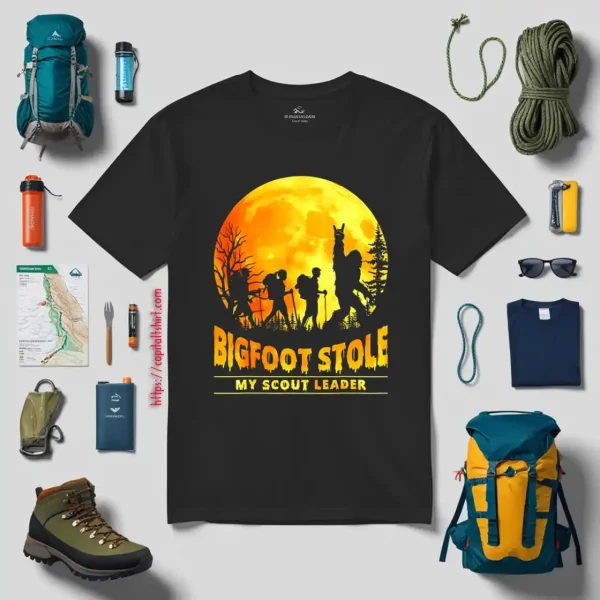 Bigfoot Stole My Scout Leader Blood Moon And Forest For Hiking Lover Shirt