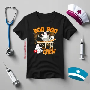 Boo Boo Crew Boo Nurse And Skeleton For Halloween Shirt