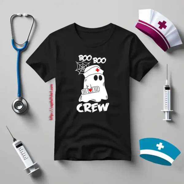 Boo Boo Crew Funny Halloween Nurse Ghost Shirt