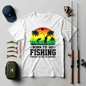 Born To Go Fishing Forced To Go To School Vintage Shirt