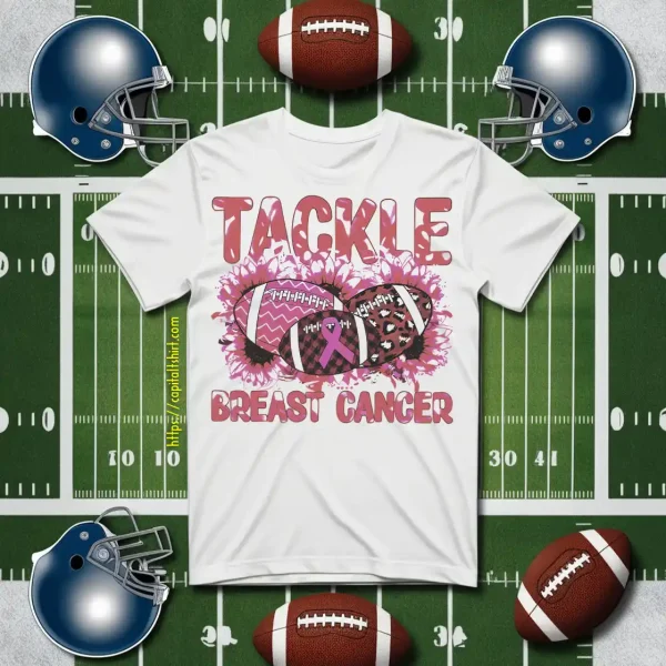 Breast Cancer Football Shirt, Tackle Breast Cancer Leopard Shirt