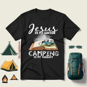 Bus On Bible Jesus Is My Savior Camping Is My Therapy Shirt