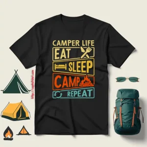 Camper Life Eat Sleep Camp Repeat Shirt