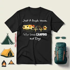 Camping Car Heartbeat And Dog Paw Just A Simple Woman Who Loves Shirt