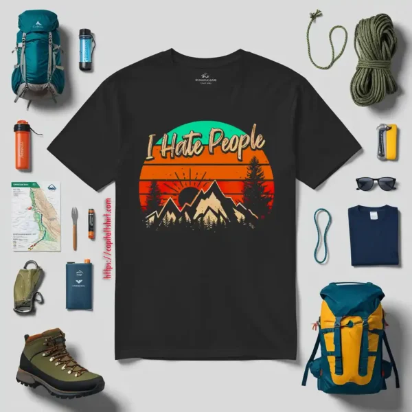 Camping Hiking I Hate People Mountains Trekking Lover Shirt