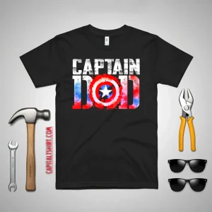 Captain Dad Superhero Funny Men Fathers Day Vintage Dad Shirt