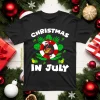 Christmas In July Santa Flamingo 4th Of July Summer Vacation Shirt