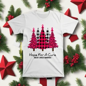 Christmas Trees Hope For A Cure Breast Cancer Awareness Shirt