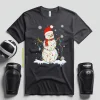 Christmas Volleyball Snowman Lights Xmas With Santa Hat Sport Lover Shirt