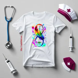 Colorful Feather Infinity Nurse Shirt