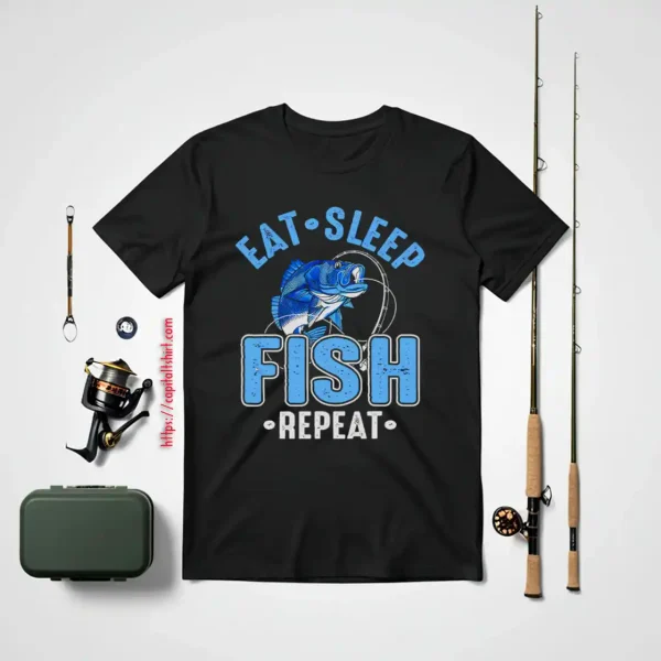 Cool Fishing Shirt, Eat Sleep Fish Repeat Shirt