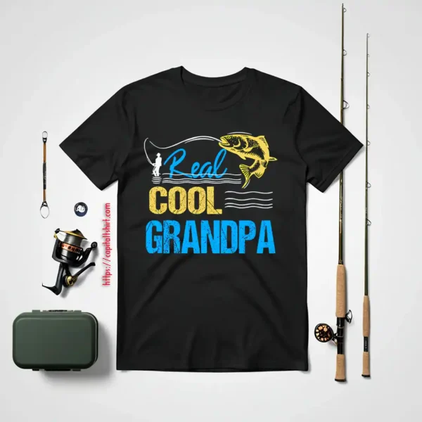 Cool Fishing Shirt, Vintage Reel Cool Grandpa Fishing Daddy Grandpa Fathers Shirt