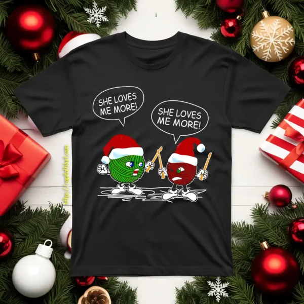 Crochet Christmas Santa Combat She Loves Me Shirt