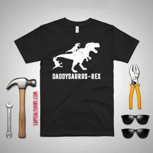 DADDYSAURUS 2 KIDS Men's Fun Gift Novelty Shirt