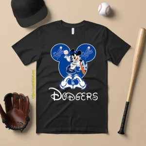 Disney Mickey Mouse Loves Los Angeles Dodgers Heart Shirt