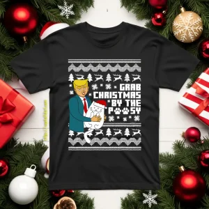 Donald Trump With Cat Grab Christmas By The Pussy Shirt