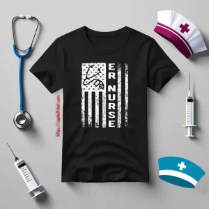 ER Nurse American Flag Stethoscope Shirt