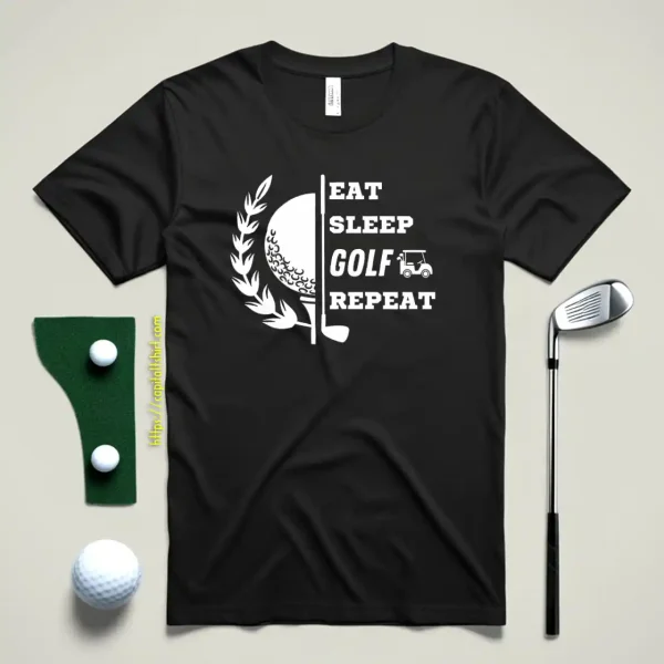 Eat Sleep GOLF Repeat Boys Girls Golfing Shirt