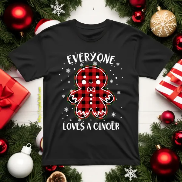 Everyone Loves A Ginger Red Plaid Gingerbread Christmas Gift Shirt