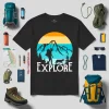 Explore Hiking Girl And Dog Mountain Digital Art For Hiking And Camping Lover Shirt