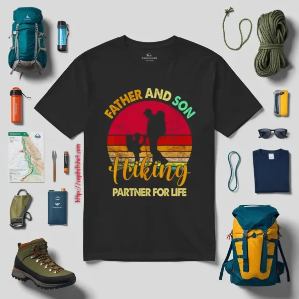 Father Son Hiking Partner For Life Humor Dad Fathers Day Shirt