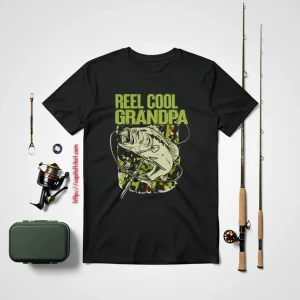 Fathers Day Dad Reel Cool Grandpa Fishing Us Flag Camo Shirt