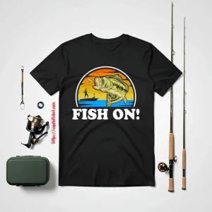 Fish On Funny Bass Fishing Vintage Fisherman Gift Shirt