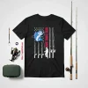 Fish Shirt, Vintage Fishing Dad Usa Flag Reel Cool Dad Father’s Day Gift Shirt