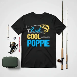 Fish Shirt, Vintage Reel Cool Poppie Fishing Daddy Grandpa Fathers Day Shirt